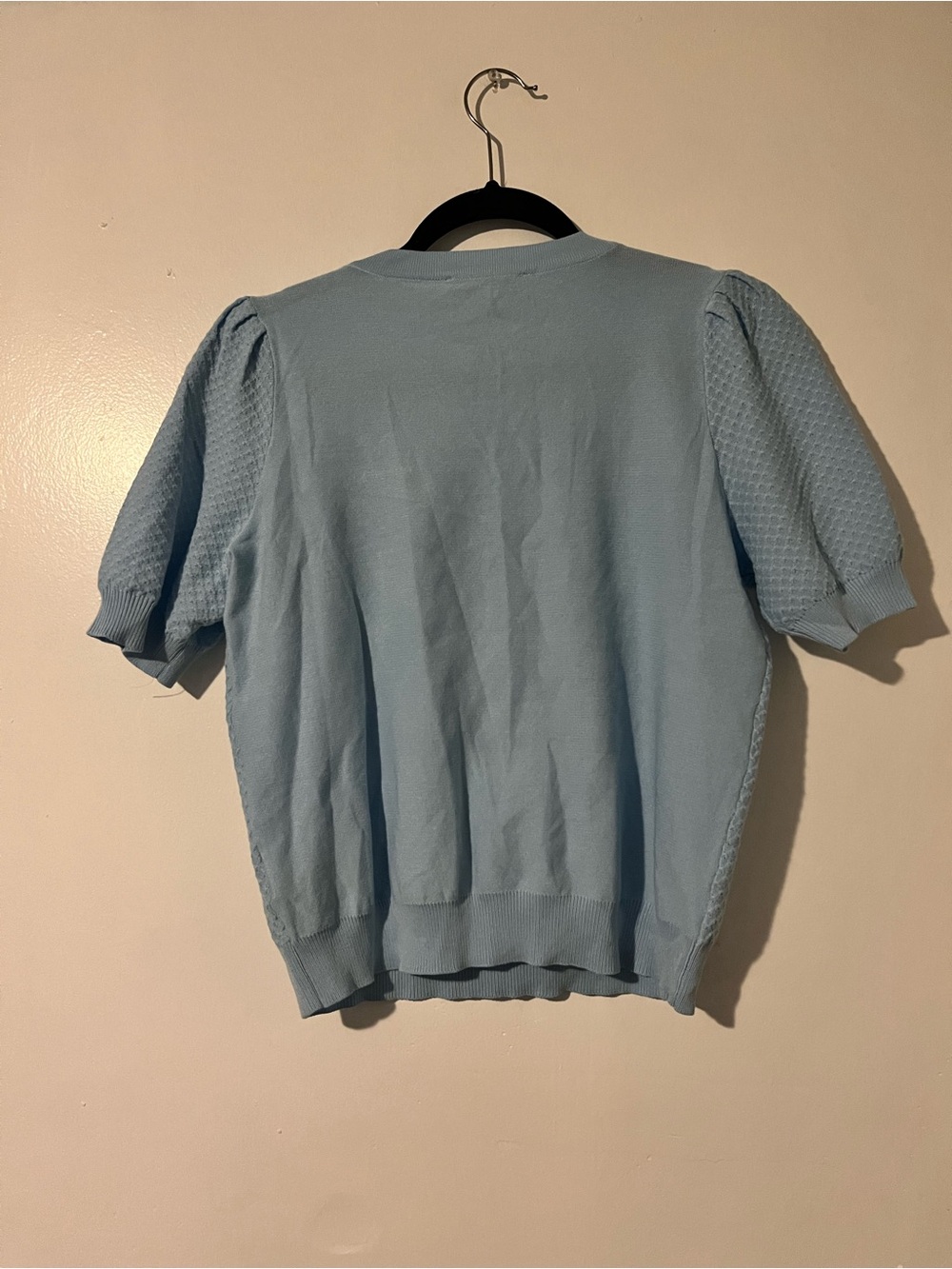 Nanette Lepore Light Blue Knit Top Pearl Accents - Picture 4 of 4